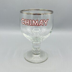 Chimay Stemmed Beer 5.75" Chalice Silver Rim 16oz Beer Goblet